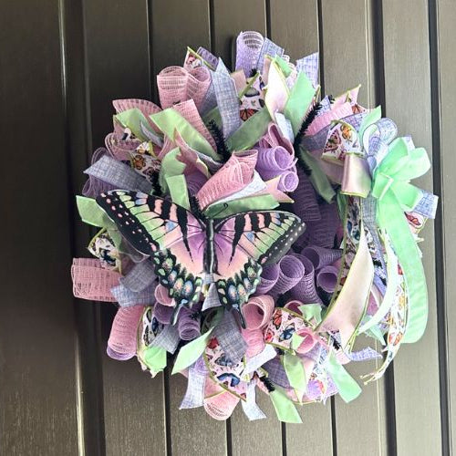 spring butterfly mesh wreath tutorial