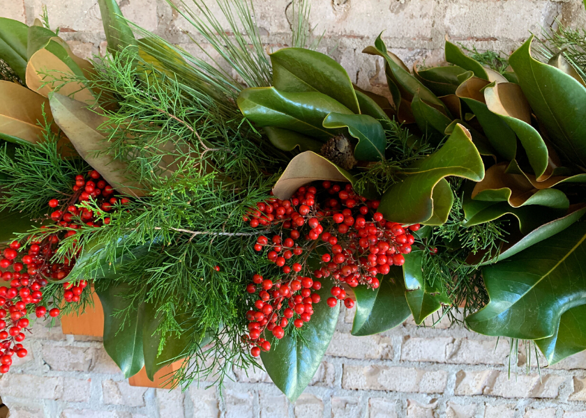 Red Berry and Cedar Garland Christmas Front Porch - The Lilypad