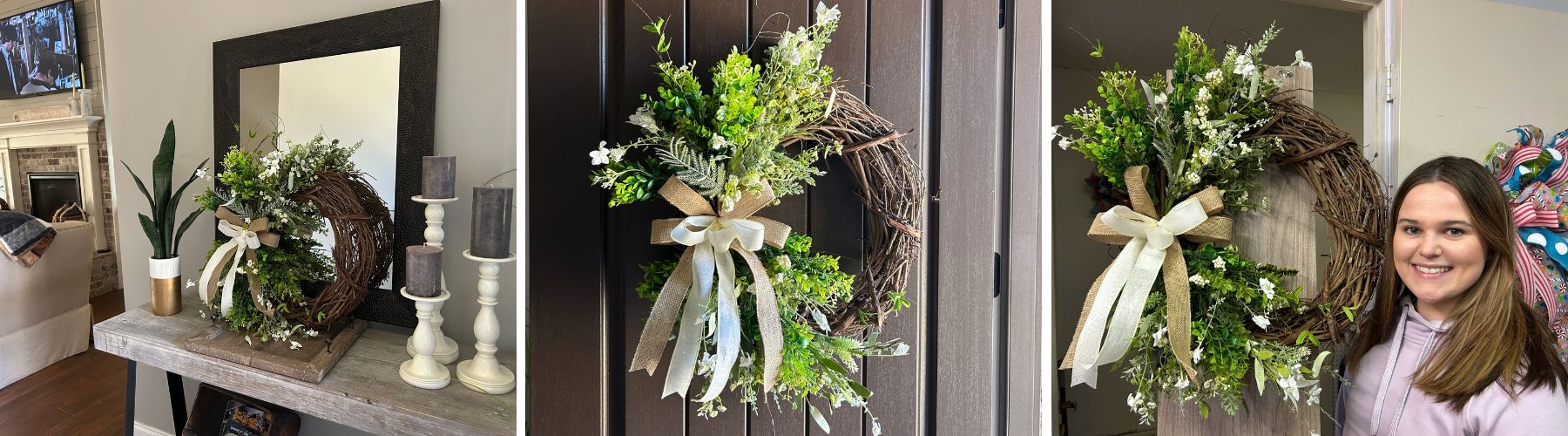 grapevine wreath with spring florals