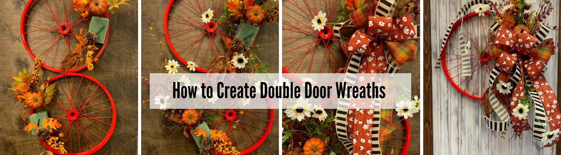 how to create double door wreaths using a bicycle wheel