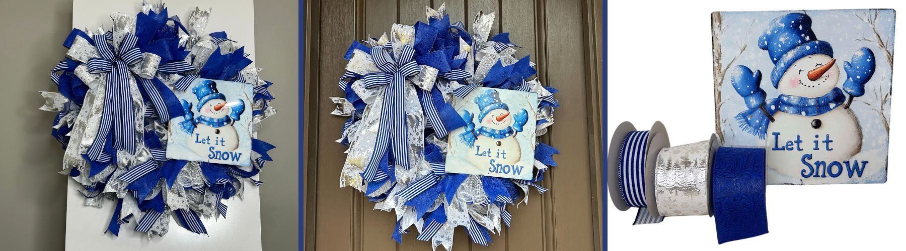 Winter Mesh Wreath with Let it Snow Sign
