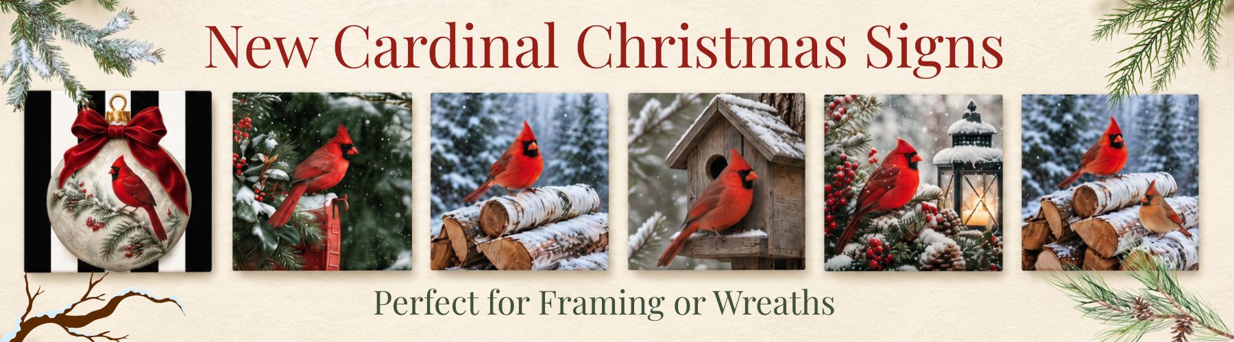 new 10" x 10" metal cardinal signs for framing or for wreaths