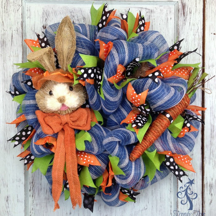 Orange Bunny Head Wreath Tutorial 2016