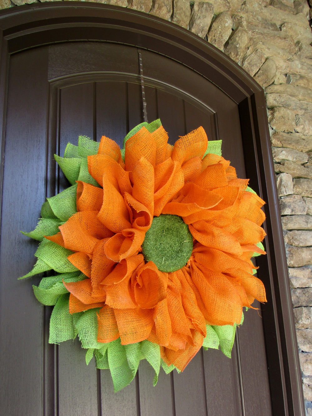 Orange Burlap Flower Wreath Tutorial