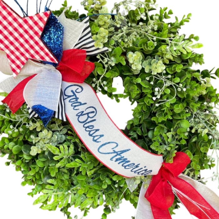 patriotic decoration for boxwood wreath