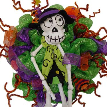 Girl Skeleton Halloween Wreath