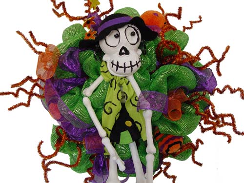 Girl Skeleton Halloween Wreath
