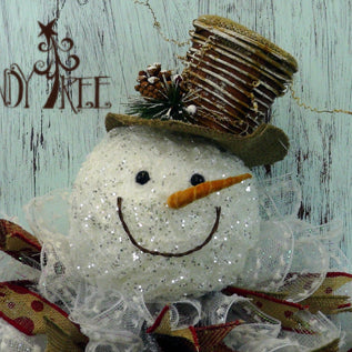 Snowman with Twig Hat Wreath Tutorial