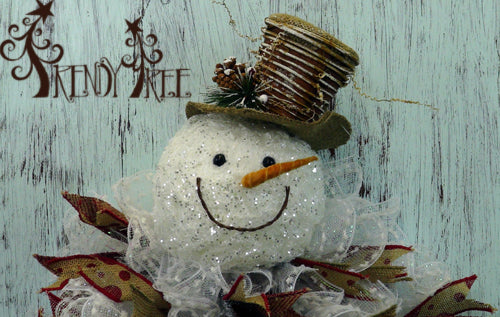 Snowman with Twig Hat Wreath Tutorial