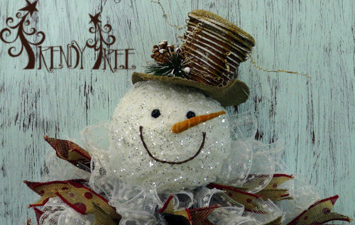 Snowman with Twig Hat Wreath Tutorial
