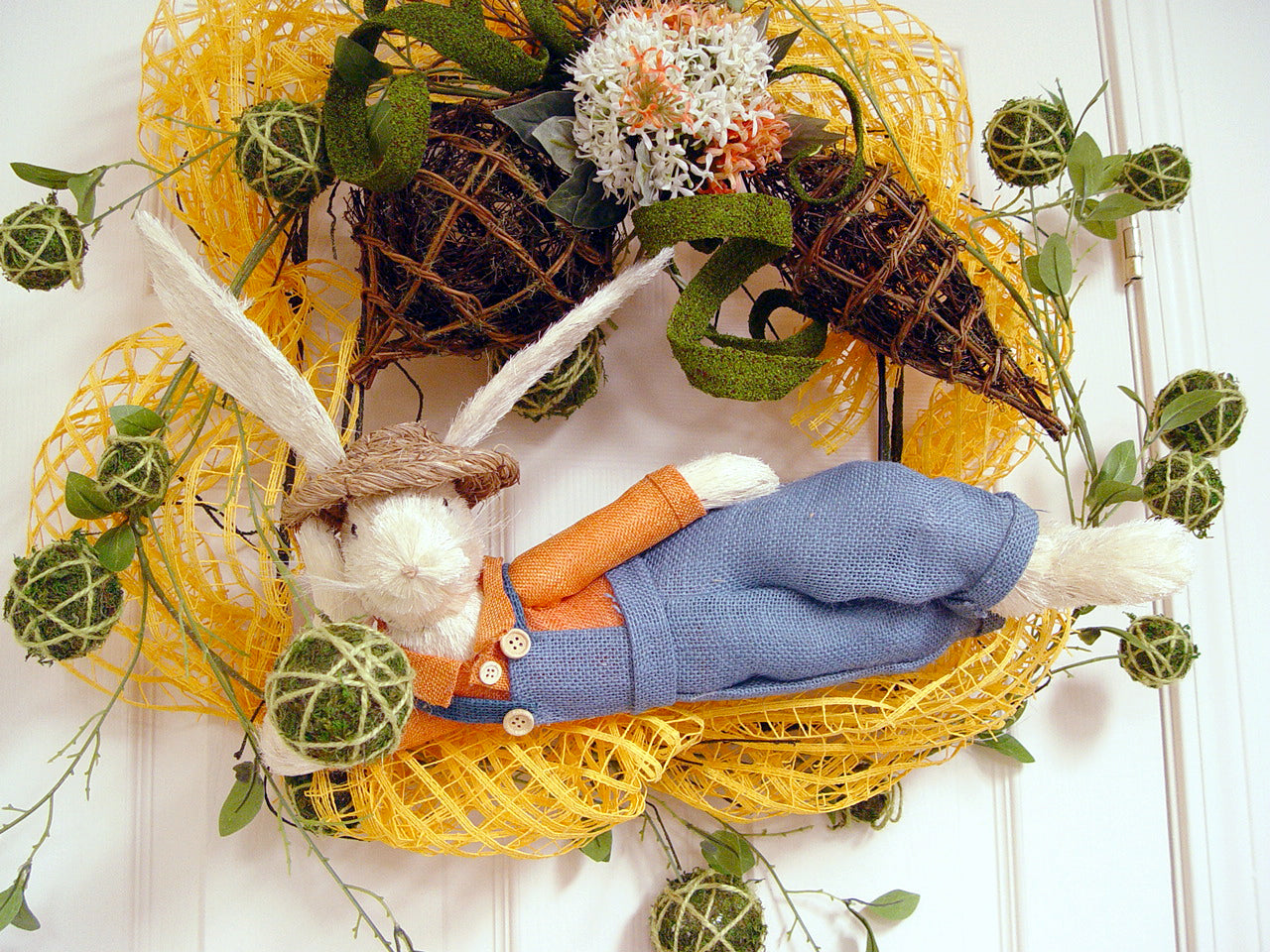 Here Comes Peter Cottontail! Twig Wreath with RAZ Easter Bunny