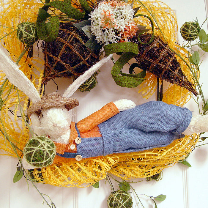 Here Comes Peter Cottontail! Twig Wreath with RAZ Easter Bunny