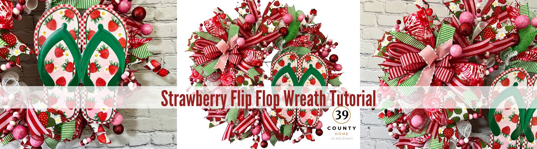 strawberry flip flop wreath tutorial