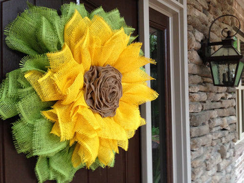 Sunflower Wreath with Ribbon Rose Center Tutorial