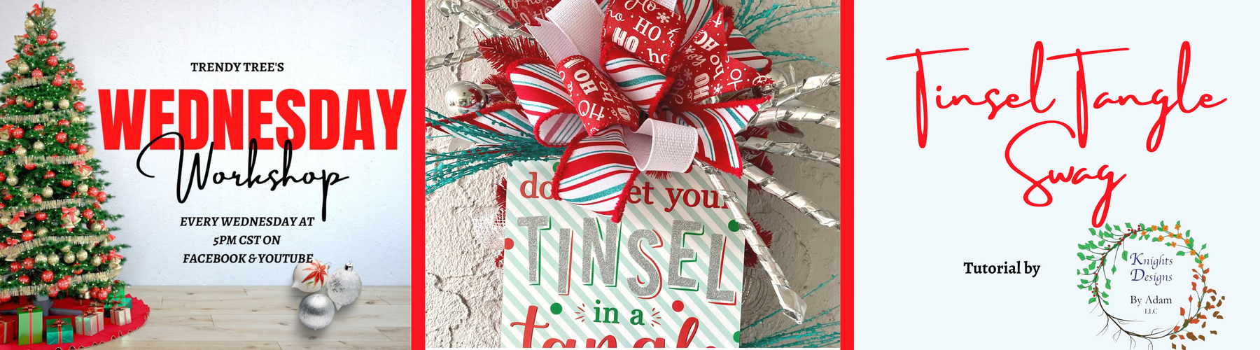 how to make a christmas swag with a tinsel tangle sign