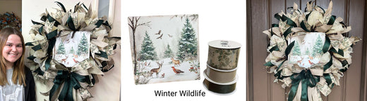 mesh wreath tutorial with winter wildlife sign