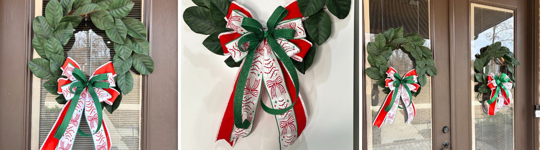 Simple bow for a wreath using 3 ribbons and the EZ Bowmaker