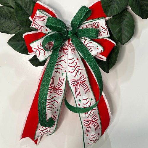 Simple bow for a wreath using 3 ribbons and the EZ Bowmaker