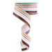 1.5 inch ribbon with vertical brown and white stripes, wired edge, available at Trendy Tree