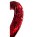 Side View - 10.5-inch red mirror open heart ornament with reflective tile surface and red hanging ribbon – available at Trendy Tree.