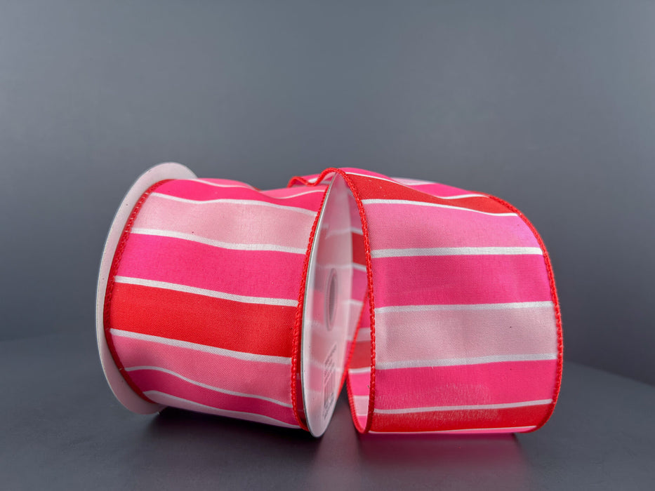 Fuchsia-Red-Pink-White Wide Stripes, 2.5"X10Y 11407-40-28