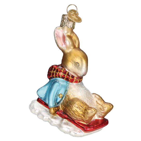 Peter Rabbit on Sled Ornament Old World Christmas  12688