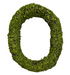 The H18xW15 Green Moss Oval Wreath 13655GN features a textured design of green leaves and moss, creating a striking piece of natural home decor on a white background.