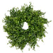 14-inch cabinet wreath with mixed green plastic greenery in a full, round shape