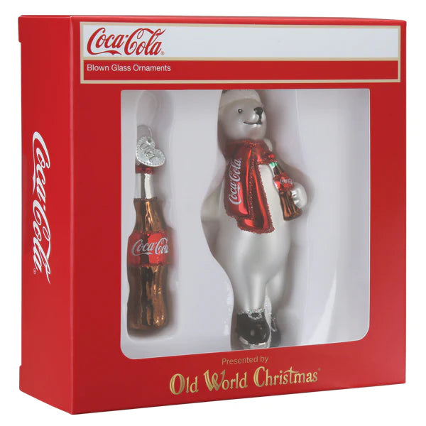Coca-Cola Polar Bear Set Old World Christmas Ornaments 14033