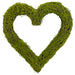 The 17 Inch Green Moss Heart Form for Wreaths and Craft Projects 63099GN features artificial green moss and moss-covered twigs, shaped into a heart and shown against a white background.