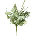 Artificial pick with mixed green fern leaves and small cream berry accents, 18 inches tall.