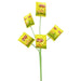 Decorative pick with five miniature yellow potato chip bags on wired stems, 18 inches tall.