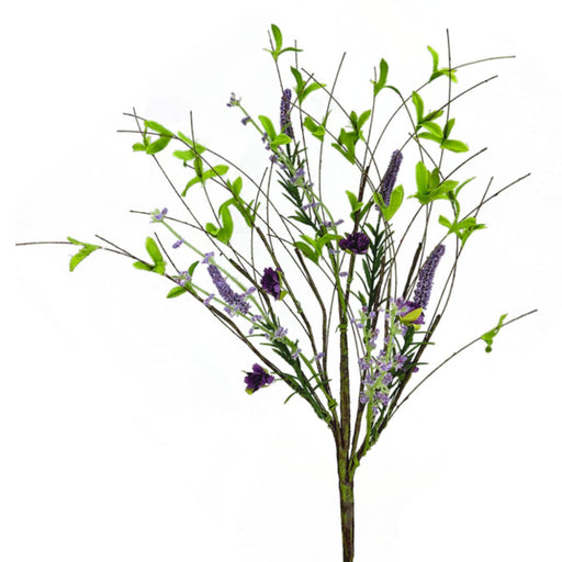 18-inch purple twig filler pick with green leaves and lavender accents for spring decorating