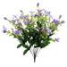 The 18 Inch Purple Star Flower Berry Bush (12 stems, 35094PU) features purple artificial flowers and green leaves, fan-arranged with small berry buds—ideal for wreath making.