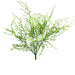 The 18 Inch White and Green Baby’s Breath Filler Bush (30356WT) features 12 artificial stems with small white blooms and green foliage, ideal for wreath making, displayed against a plain white background.