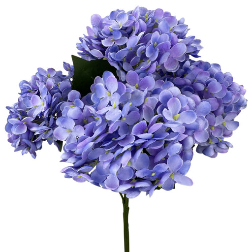 Artificial lavender hydrangea bush with 5 stems and full blooms, 19 inches tall