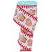 2.5 inch white ribbon with gingerbread cookies and candy stripe border, wired edge, available at Trendy Tree