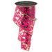 2.5" hot pink ribbon with gold and black metallic swirl leaf design – available at Trendy Tree.