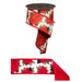 2.5" red poinsettia ribbon on white with red fused backing – available at Trendy Tree.