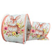 Roll of 2.5" ivory satin ribbon with watercolor bunny and peach floral design, wired peach stitched edges. 32620-40-46