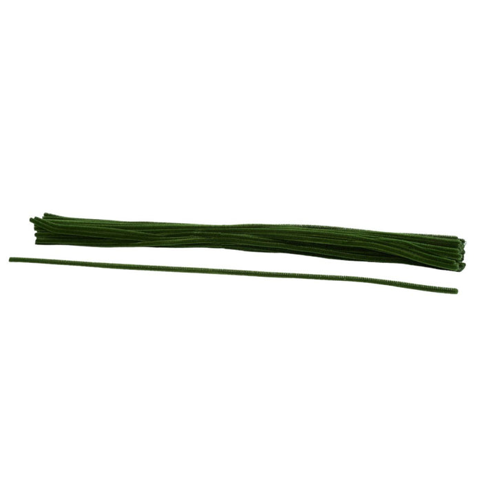Moss green 20" chenille stems, pack of 50, ideal for wreath-making and seasonal crafts – available at Trendy Tree.