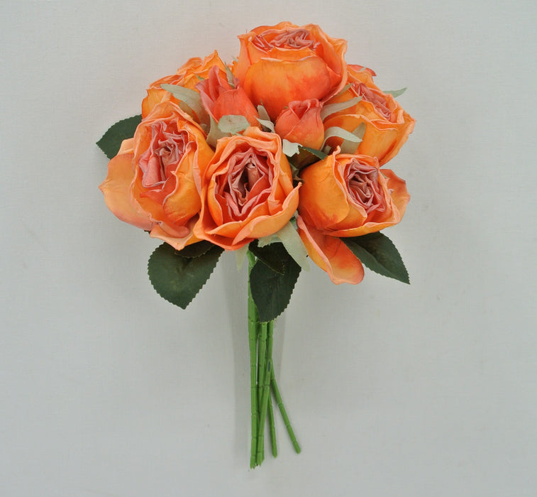 12" Dry Look Rose Bouquet Orange 20184-OR