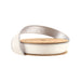 A spool of 1" White and Silver Reversible Classic Velvet Ribbon (7115W-029-25E), partially unrolled and wrapped around a cardboard core, is displayed against a plain white background.