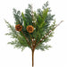 22-inch real touch mixed greenery spray with green pine and cedar-style foliage, brown pinecones, and white pip berries, XS85200.