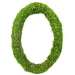 The 24 Inch Oval Green Moss Wreath Base 62647GN is ideal for wreath making projects, featuring a lush green color and an oval shape crafted from moss.