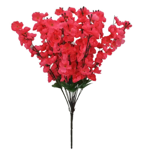 A 25 inch Beauty (Hot Pink) Blossom Bush with 18 stems (84890-BTY), featuring green leaves
