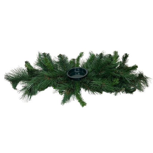 26-inch mixed pine Christmas centerpiece with 48 green evergreen tips and a built-in candle holder, XG781295-063.