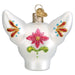 The Dia De Los Muertos Dog Ornament from Old World Christmas (26097) features a white dog’s head adorned with vibrant glitter designs in red, pink, green, yellow, and blue, topped with a gold cap—making it a unique and festive choice for Mexican holiday celebrations.