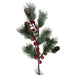 28-inch snow-dusted green pine spray with red berries and brown pinecones for Christmas wreaths and winter floral arrangements, XS47126-184.