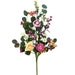 Artificial floral spray with pink ranunculus, white daisies, purple berries, yellow rose, and mixed greenery, 28 inches tall.